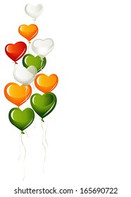 Heart balloons, in red and irish colors