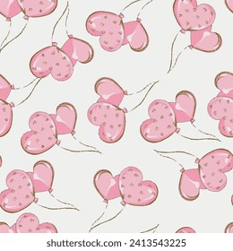 heart balloons seamless sweet pattern