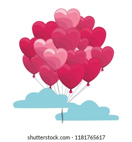 Heart balloons in the sky