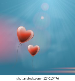 Heart balloons in the sky
