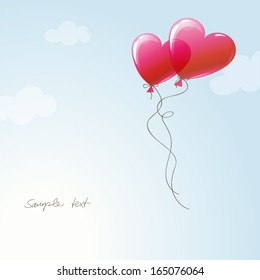 heart balloons in the sky