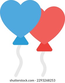 heart balloons Vector illustration on a transparent background.Premium quality symbols. Line Color vector icon for concept and graphic design.