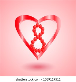 Heart with balls inside the figure eight