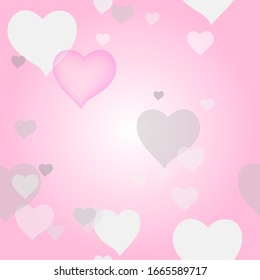 Heart and balls seamless pattern Valentine day delicate pink background