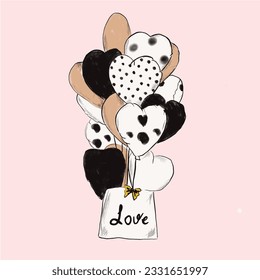 Heart baloon fashion graphic. Trend and more