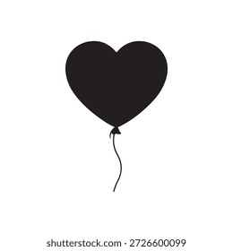 Diseño de ilustración plana de Vector de silueta de globo de corazón.
