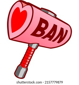 Heart Ban Hammer Vector Illustration