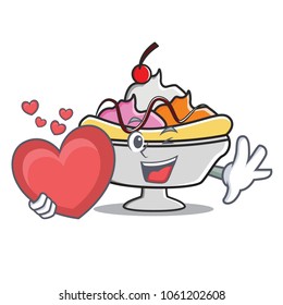 With heart banana split mascot cartoon