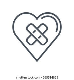 Heart bandage, broken heart icon suitable for info graphics, websites and print media. Vector, flat icon, clip art.