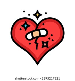 heart bandage patch recovery color icon vector. heart bandage patch recovery sign. isolated symbol illustration