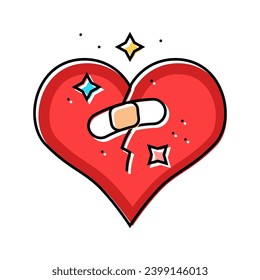 heart bandage patch recovery color icon vector. heart bandage patch recovery sign. isolated symbol illustration