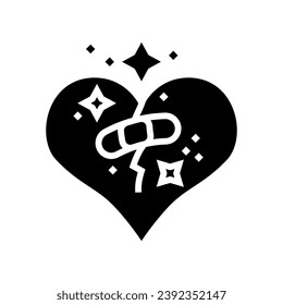 heart bandage patch recovery glyph icon vector. heart bandage patch recovery sign. isolated symbol illustration