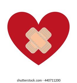heart with bandages isolated icon design