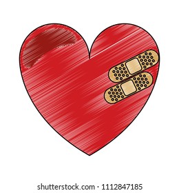 Heart with bandages scribble