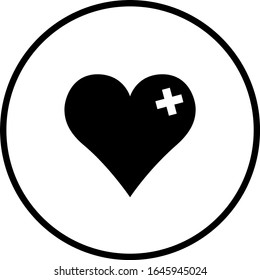 heart with bandages symbol in black color