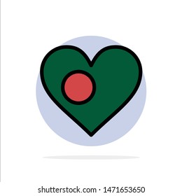 Heart, Bangla, Bangladesh, Country, Flag Abstract Circle Background Flat color Icon