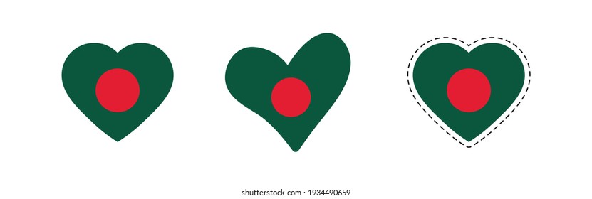 bandera de Bangladesh del corazón. Indicador vector simple de Bangladesh