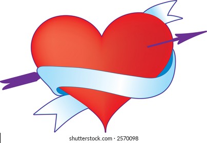 Heart with banner and arrow going through it