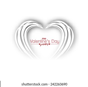 Heart banner with drop shadows on white background. Vector illustration