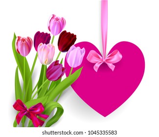 Heart banner and flowers