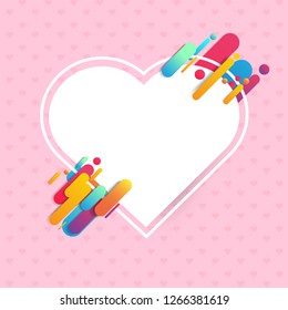 Heart banner with geometric pattern. gradients composition.