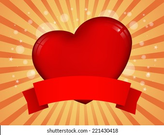 heart with banner on abstract background