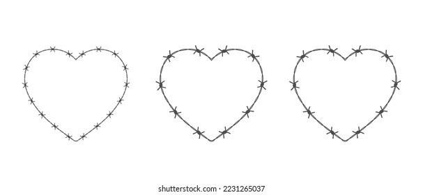 Heart Barb wire set vector shapes