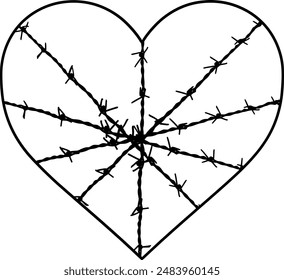 heart with barbed wire. art