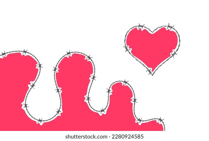 Heart with barbed wire. Concept background. Barbed wire. Vector scalable graphics