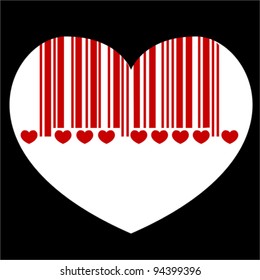 Heart barcode icon. Love symbol. Useful bar code for Valentine's Day,  vector