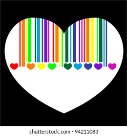 Heart barcode icon. Useful bar code for Valentine's Day,  vector