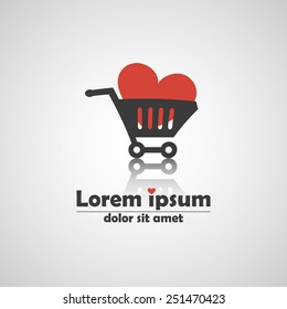 Heart in a basket logo icon