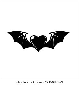 Heart with bat wings tattoo vector