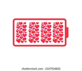 Icono de la batería de corazón. Ilustración del vector