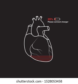 heart battery vector illustration design inspired by human heart