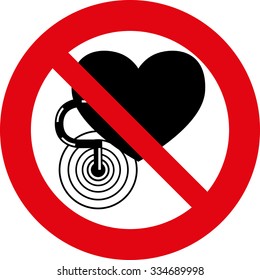 Heart, be careful, do not stumble,no call.
Safety signs.Red circle prohibition sign. Stop flat symbol. Vector.