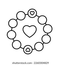 Heart beads bangle Vector Icon easily modified

