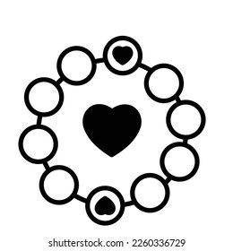 Heart beads bangle Vector Icon easily modified

