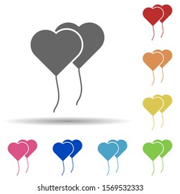 Heart beads in multi color style icon. Simple glyph, flat vector of web icons for ui and ux, website or mobile application