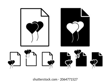 Heart beads vector icon in file set illustration for ui and ux, website or mobile application