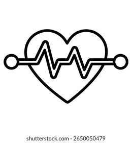 heart bear icon flat thin outline art logo