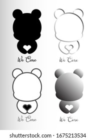 Heart Bear Monochrome minimalist icon collection