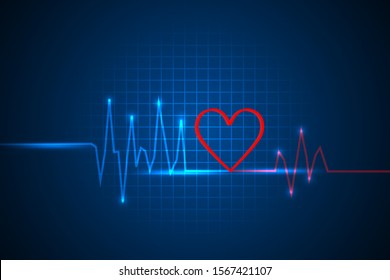 heart beat abstract. digital heart wave lines techonology background. heart beat infographic design concept.