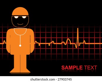 heart beat background with funny illustration