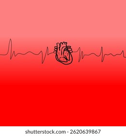 Heart Beat Background, Line art Heart