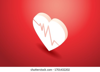 Heart beat in background red at light falls. icon for medical, illustration Vector