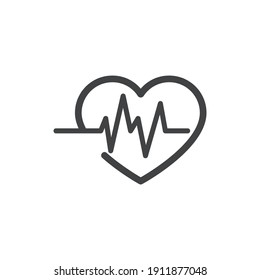 
Heart beat black vector icon