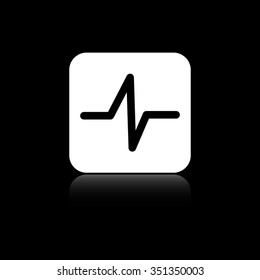 heart beat - black vector icon on the white button