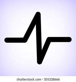 heart beat -  black vector icon