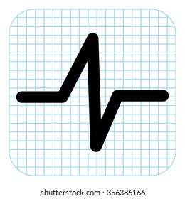 heart beat - black  vector icon